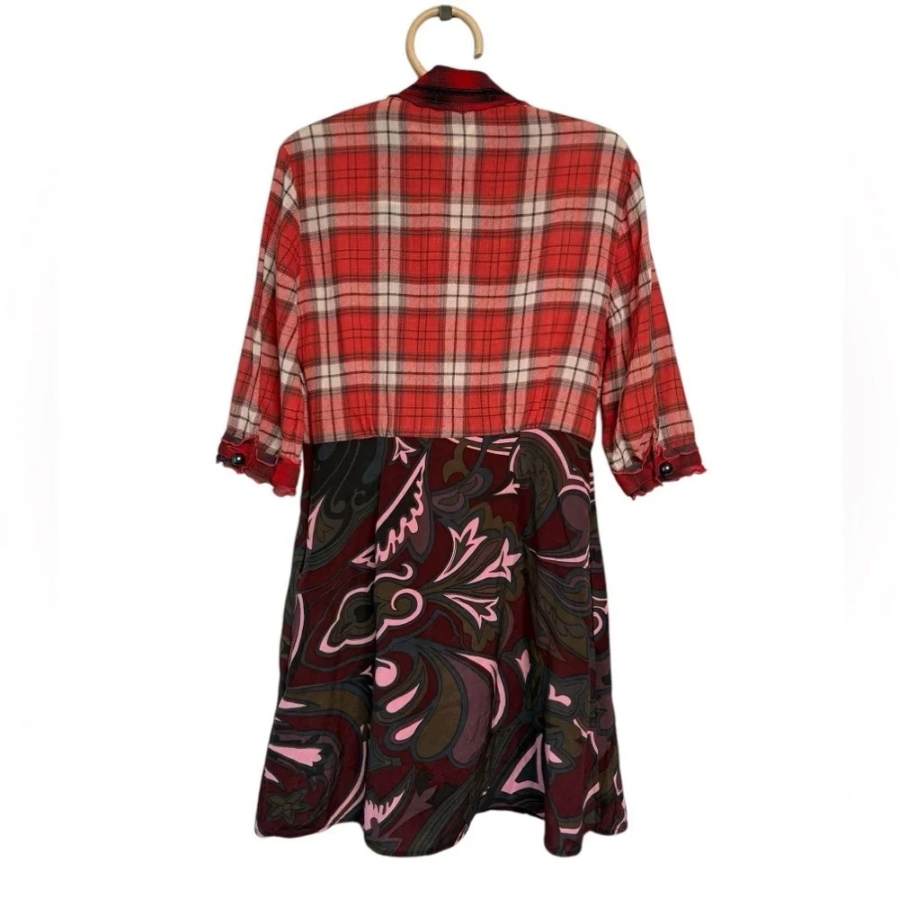COACH 1941 Plaid Peter Pan Collar Mixed Silk Print Mini Dress – Size 4 NWOT